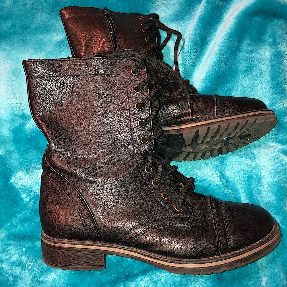 Mossimo Lace-Up with Zipper Black Combat Boots